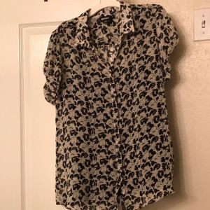 DKNY silk floral blouse and black cami